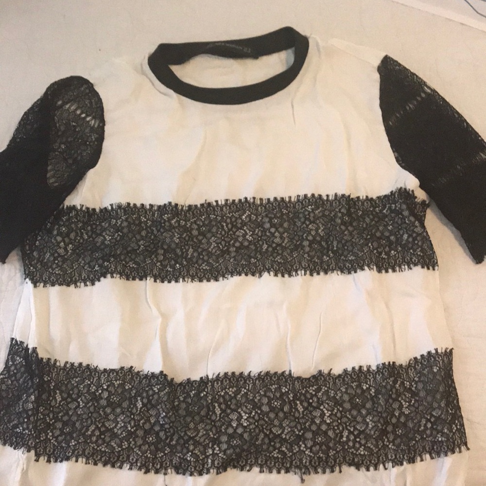 Zara shirt silk and lace
